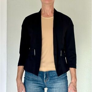 Black 3/4 sleeve blazer with cute silver detail